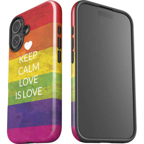 Keep Calm Love Is Love iPhone 16 Plus Impact Case